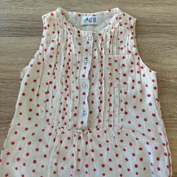 LALI Polkadot Cream &‎ Red Pintuck Dress 3T - Picture 2 of 12